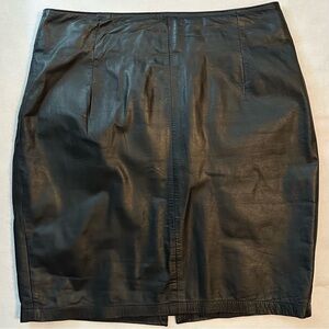 Vintage Karin Morgan Black Leather Mini Short Skirt 8 lined pencil sexy chic